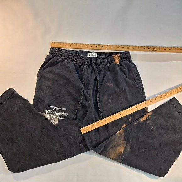Disney Skeleton Symphony Dance L‎ Cropped Drawstring Sweatpants Gray Bleach Dye - Picture 8 of 13